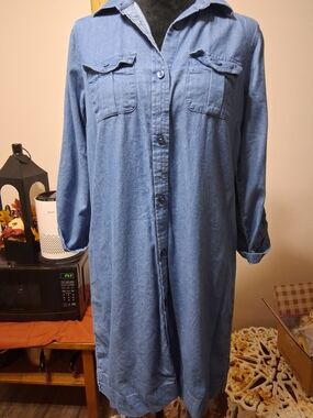 LOFT Light Blue Denim Shirt Dress